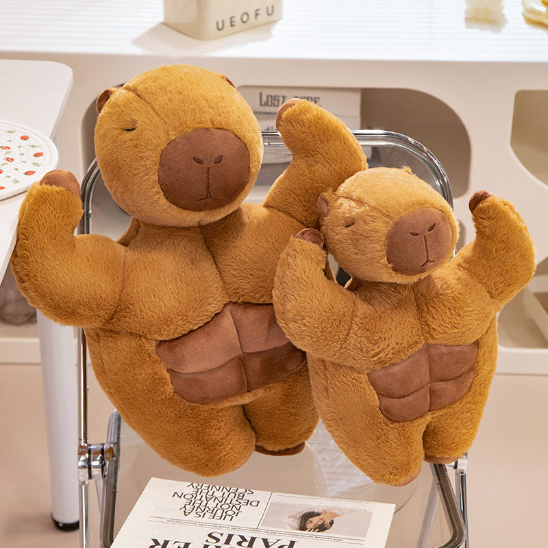 The Swole Capy Muscle Capybara Plush - Funny Gym Rat Stuffed Animal | Ugly Cute Plush - Weirdcore Toy