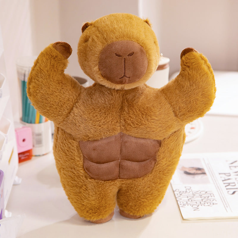 The Swole Capy Muscle Capybara Plush - Funny Gym Rat Stuffed Animal | Ugly Cute Plush - Weirdcore Toy